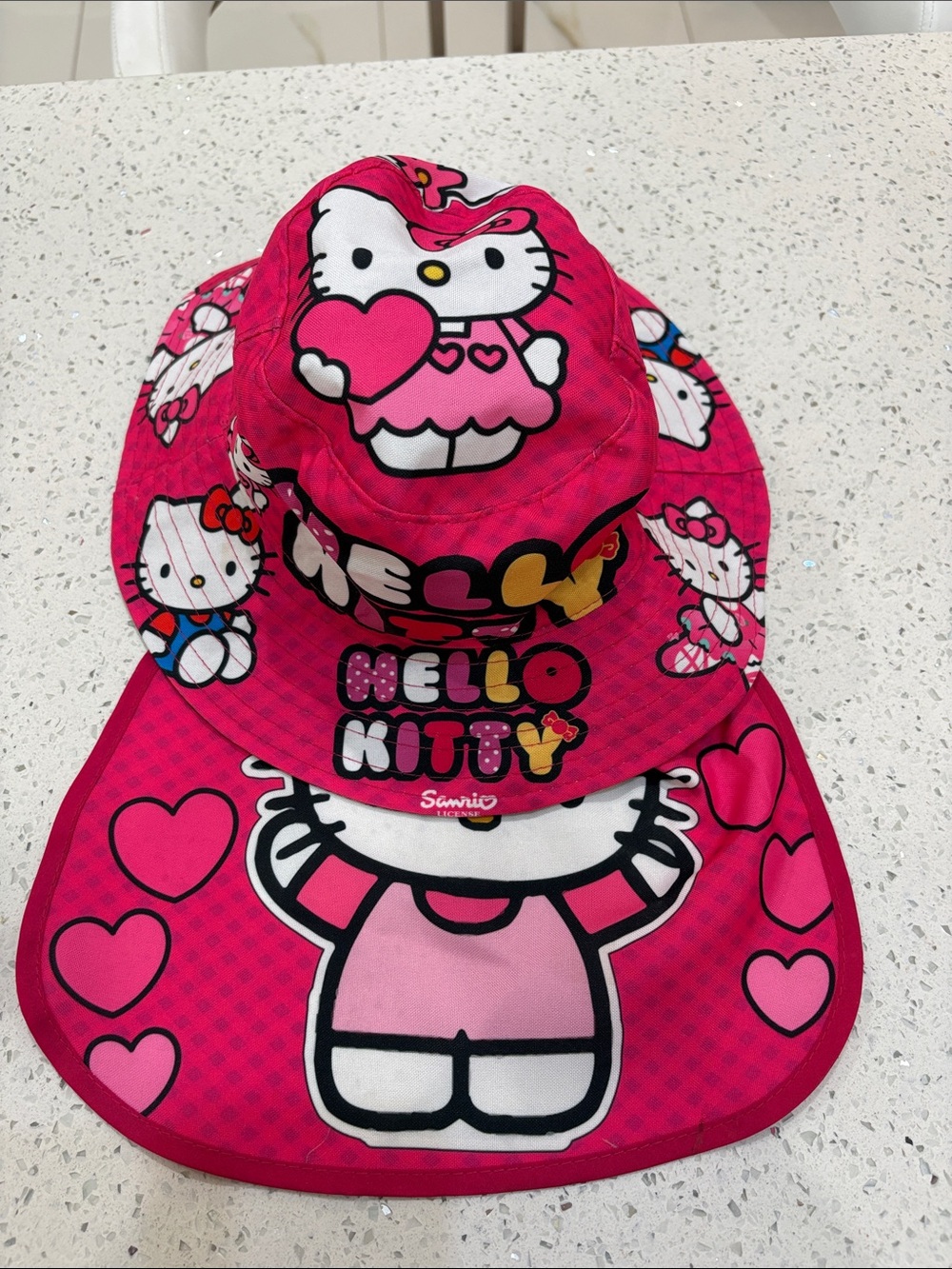 Sanrio Hello Kitty Hot Pink Kids Sun Hat with Heart Print